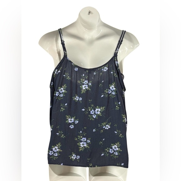 American Eagle Outfitters, Floral Cold Shoulder Blouse, Size L, Navy - Picture 6 of 9